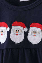 Load image into Gallery viewer, Navy christmas santa claus embroidery ruffle bubble
