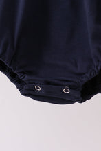 Load image into Gallery viewer, Navy christmas santa claus embroidery ruffle bubble
