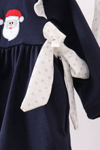 Load image into Gallery viewer, Navy christmas santa claus embroidery ruffle bloomer set
