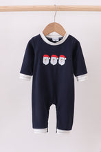 Load image into Gallery viewer, Navy christmas santa claus embroidery romper
