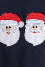 Load image into Gallery viewer, Navy christmas santa claus embroidery romper
