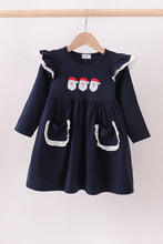 Load image into Gallery viewer, Navy christmas santa claus embroidery dress
