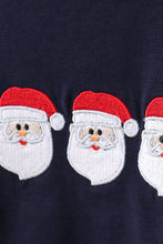 Load image into Gallery viewer, Navy christmas santa claus embroidery stripe pants set
