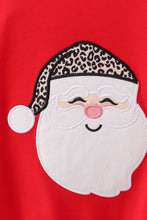 Load image into Gallery viewer, Red santa claus applique leopard ruffle romper
