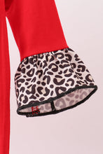 Load image into Gallery viewer, Red santa claus applique leopard ruffle romper
