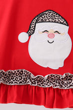 Load image into Gallery viewer, Red santa claus applique leopard ruffle pants set

