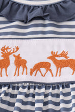 Load image into Gallery viewer, Navy deer embroidery ruffle pants set
