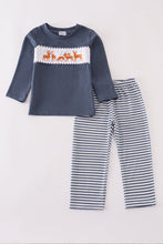 Load image into Gallery viewer, Navy deer embroidery pants set
