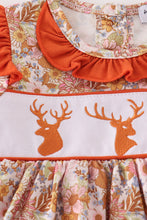Load image into Gallery viewer, Rust floral print deer embroidery ruffle bubble
