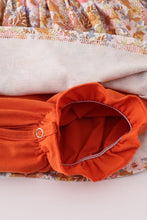 Load image into Gallery viewer, Rust floral print deer embroidery ruffle bubble
