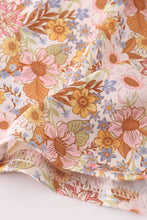Load image into Gallery viewer, Rust flroal print deer embroidery ruffle dress
