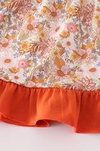 Load image into Gallery viewer, Rust flroal print deer embroidery ruffle pants set
