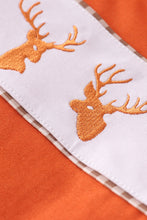Load image into Gallery viewer, Rust deer embroidery gingham pants set
