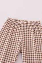 Load image into Gallery viewer, Rust deer embroidery gingham pants set

