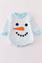 Load image into Gallery viewer, Blue snowman embroidery stripe bubble
