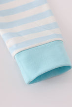 Load image into Gallery viewer, Blue snowman embroidery stripe bubble
