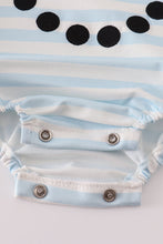 Load image into Gallery viewer, Blue snowman embroidery stripe bubble
