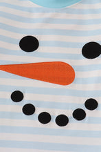 Load image into Gallery viewer, Blue snowman embroidery stripe pants set
