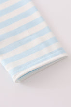 Load image into Gallery viewer, Blue snowman embroidery stripe pants set
