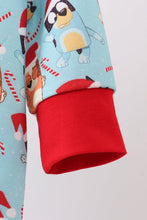 Load image into Gallery viewer, Blue christmas character print romper
