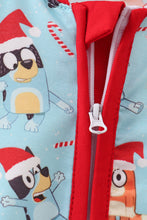 Load image into Gallery viewer, Blue christmas character print romper
