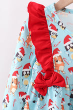 Load image into Gallery viewer, Blue christmas character print ruffle pants set
