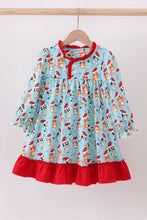 Load image into Gallery viewer, Blue christmas character print ruffle gown
