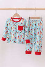 Load image into Gallery viewer, Blue christmas character print pajamas pants set
