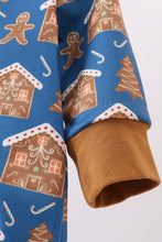 Load image into Gallery viewer, Navy gingerbread print romper
