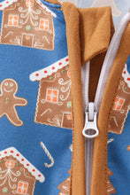 Load image into Gallery viewer, Navy gingerbread print romper
