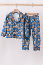 Load image into Gallery viewer, Navy gingerbread print pajamas set
