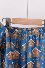 Load image into Gallery viewer, Navy gingerbread print pajamas set
