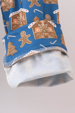 Load image into Gallery viewer, Navy gingerbread print pajamas set
