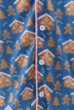 Load image into Gallery viewer, Navy gingerbread print mom gown

