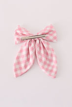 Load image into Gallery viewer, Pink gingham sailor bow
