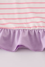 Load image into Gallery viewer, Purple ballet shoes embroidery stripe pants set
