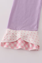 Load image into Gallery viewer, Purple ballet shoes embroidery stripe pants set
