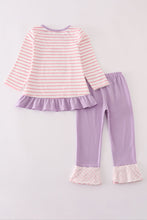Load image into Gallery viewer, Purple ballet shoes embroidery stripe pants set
