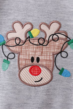 Load image into Gallery viewer, Grey reindeer applique romper
