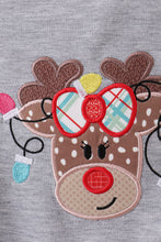 Load image into Gallery viewer, Grey reindeer applique ruffle top
