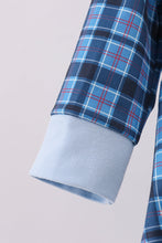 Load image into Gallery viewer, Navy nativity embroidery plaid bubble
