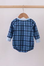 Load image into Gallery viewer, Navy nativity embroidery plaid bubble
