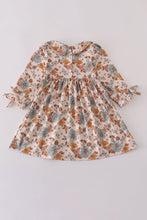 Load image into Gallery viewer, Khaki deer embroidery floral dress
