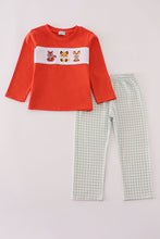 Load image into Gallery viewer, Fox embroidery gingham pants set
