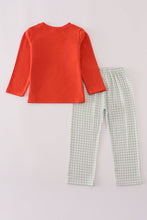 Load image into Gallery viewer, Fox embroidery gingham pants set
