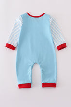 Load image into Gallery viewer, Blue deer tree santa embroidery romper
