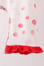 Load image into Gallery viewer, Red polka dot character applique romper
