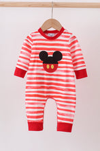 Load image into Gallery viewer, Red stripe character applique romper
