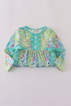 Load image into Gallery viewer, Green meadow splash ruffle dress
