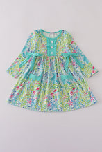 Load image into Gallery viewer, Green meadow splash ruffle dress
